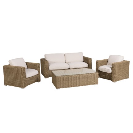 KALLY 5-Seater Garden Furniture Set - Taupe Synthetic Rattan