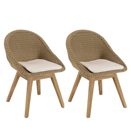 Lot 2 chaises jardin rotin synthétique KALLY