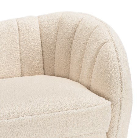 LEOPOLD 2-Seater Wave Sofa in Ecru Bouclé Fabric
