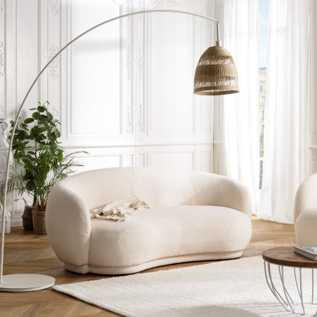 LEOPOLD - 3-seater Beanbag Sofa in Ecru Bouclé Fabric