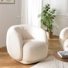 Fauteuil arrondi LEOPOLD en tissu bouclette écru