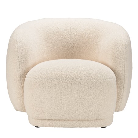 Fauteuil arrondi LEOPOLD en tissu bouclette écru