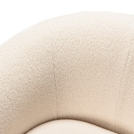 Fauteuil arrondi LEOPOLD en tissu bouclette écru