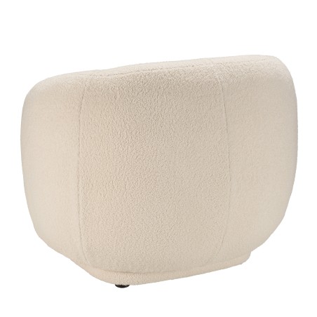 Fauteuil arrondi LEOPOLD en tissu bouclette écru
