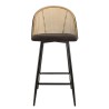 LEA - Set of 2 Island Stools with Black Fabric and Cane Backrests