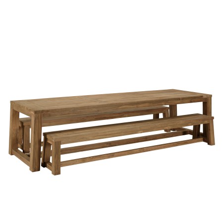 KALLY Garden Furniture Set - Recycled Teak Table & Benches