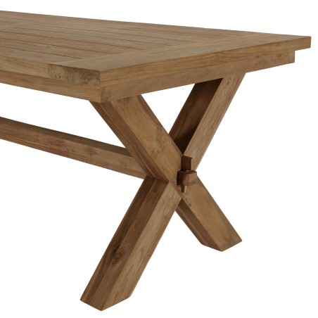 Salon de jardin KALLY en teck recyclé - Table et 2 bancs