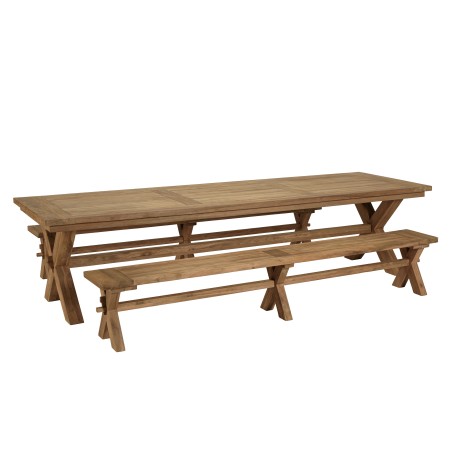 KALLY Garden Furniture Set - Recycled Teak Table & Benches