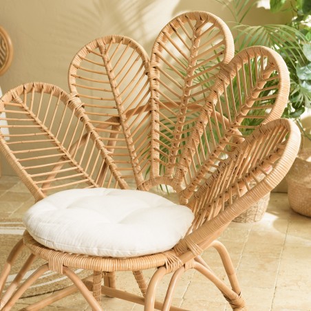 KALLY - Honey Brown Rattan Flower Armchair