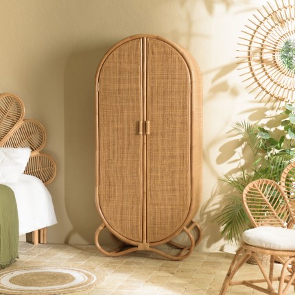 KALLY - 2-door Rattan Cabinet | Honey Brown Cane Work