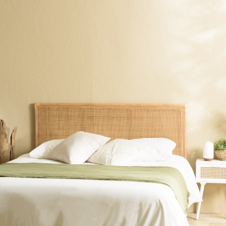 Tête de lit en rotin brun miel 160x110 cm - Style bohème chic