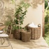KALLY - Set of 3 Round Storage Baskets in Natural Rattan