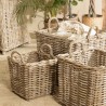 Set de 3 paniers de rangement carrés en kubu naturel KALLY