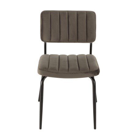 AGATHE - Set of 2 Dark Grey Velvet Chairs | Black Metal Legs