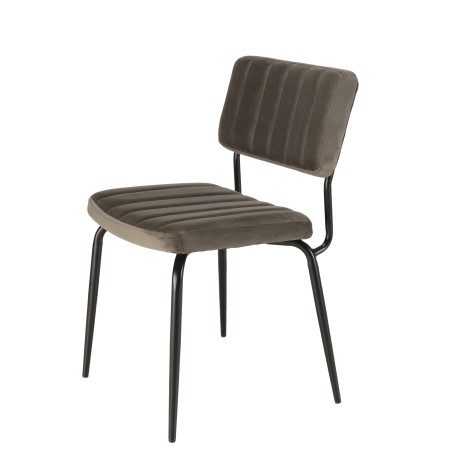 AGATHE - Set of 2 Dark Grey Velvet Chairs | Black Metal Legs
