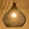 SIXTINE 'Bell' Pendant Light - Black Rattan & Teak - 68 x 68 cm