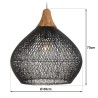 SIXTINE 'Bell' Pendant Light - Black Rattan & Teak - 68 x 68 cm