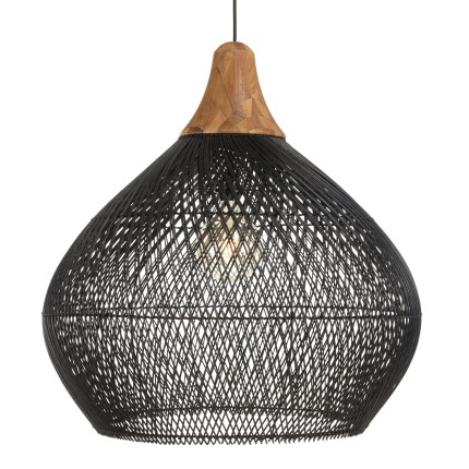 Suspension SIXTINE en rotin noir 68x68cm