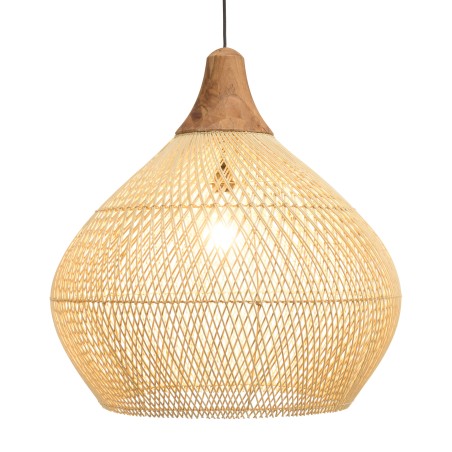 Suspension SIXTINE en rotin et teck 68x68cm
