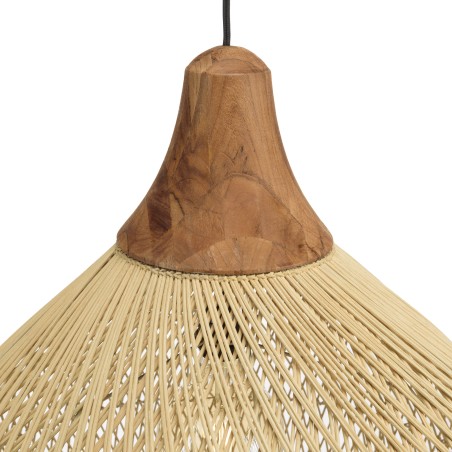 Suspension SIXTINE en rotin et teck 68x68cm