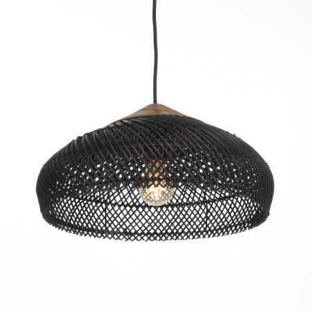 Suspension rotin noir SIXTINE 40x40cm