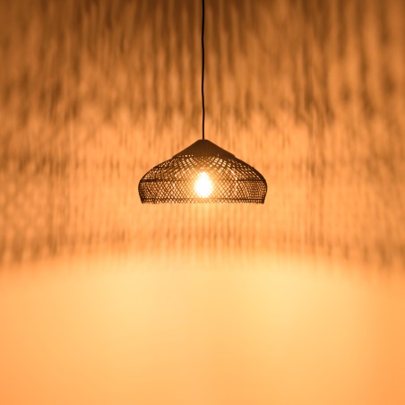 SIXTINE - Black Rattan Pendant Light 40x40cm