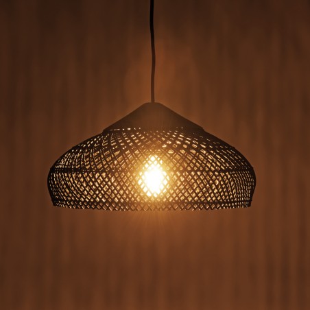 SIXTINE - Black Rattan Pendant Light 40x40cm