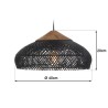 SIXTINE - Black Rattan Pendant Light 40x40cm