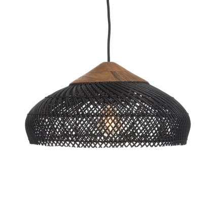 Suspension rotin noir SIXTINE 40x40cm