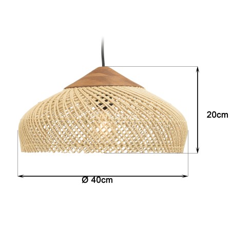 Suspension SIXTINE en rotin naturelle 40x40cm