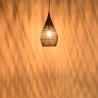 Suspension goutte rotin noir et teck 25x25cm