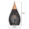 SIXTINE 'Drop' Pendant Light 25x25cm - Black Rattan & Teak