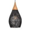 SIXTINE 'Drop' Pendant Light 25x25cm - Black Rattan & Teak