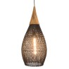 SIXTINE 'Drop' Pendant Light 35x35cm in Black Rattan and Teak