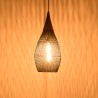 SIXTINE 'Drop' Pendant Light 35x35cm in Black Rattan and Teak