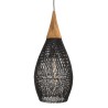 SIXTINE 'Drop' Pendant Light 35x35cm in Black Rattan and Teak