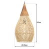 Suspension SIXTINE - Rotin naturel et teck 25x25cm