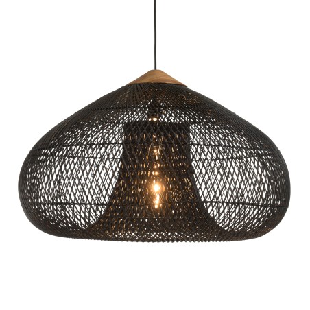 SIXTINE 'Funnel' Pendant Light 80x80cm Black Rattan/Teak - Elegant and Modern Design