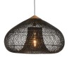 SIXTINE 'Funnel' Pendant Light 80x80cm Black Rattan/Teak - Elegant and Modern Design