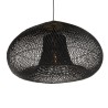 SIXTINE 'Funnel' Pendant Light 80x80cm Black Rattan/Teak - Elegant and Modern Design