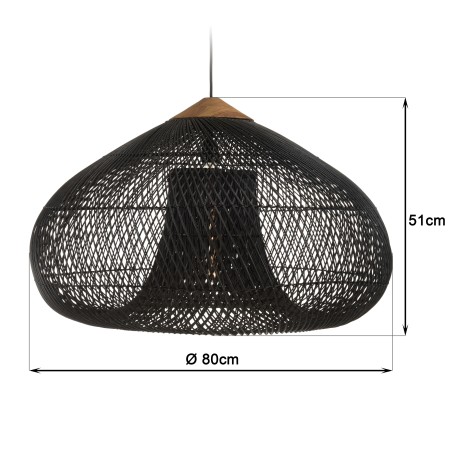 Suspension SIXTINE - 80x80cm rotin noir/teck