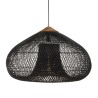 SIXTINE 'Funnel' Pendant Light 80x80cm Black Rattan/Teak - Elegant and Modern Design