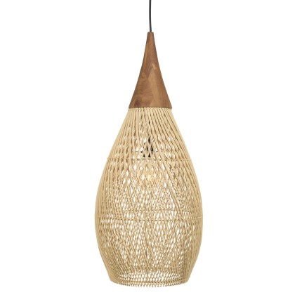 Suspension SIXTINE - Rotin naturel et teck 35x35cm