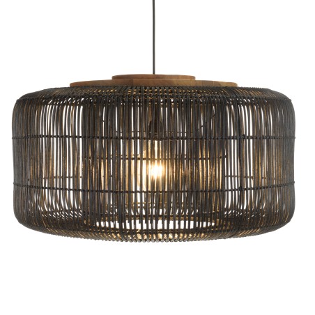 Suspension SIXTINE en rotin noir et teck 76x76cm