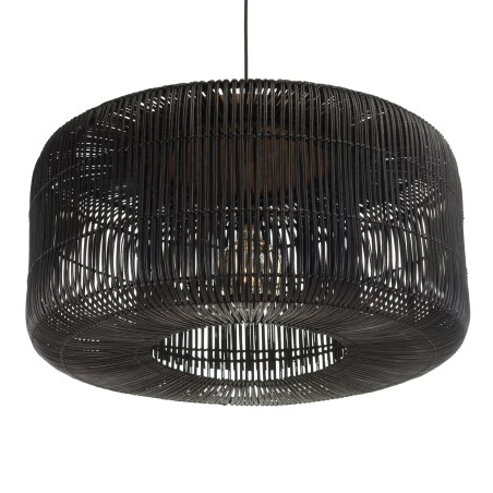 Suspension SIXTINE en rotin noir et teck 76x76cm