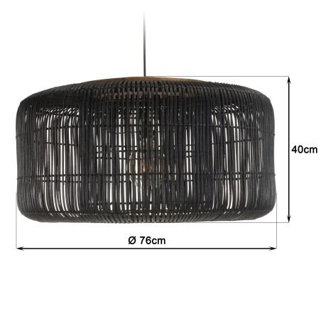 Suspension SIXTINE en rotin noir et teck 76x76cm