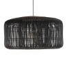 SIXTINE 'Bucket' Pendant Light | Black Rattan & Teak | 76 x 76 cm