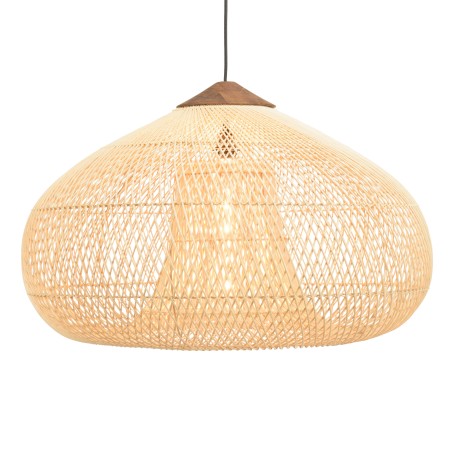 SIXTINE 'Funnel' Pendant Light 80x80cm Natural Rattan/Teak