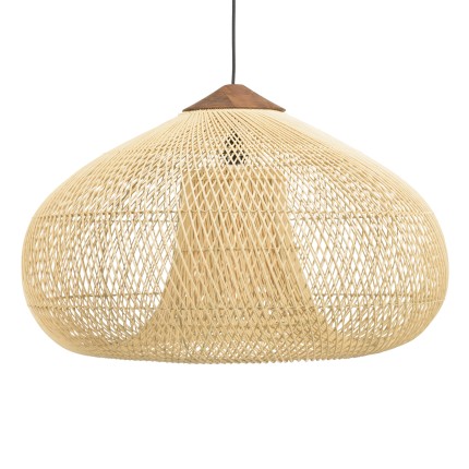SIXTINE 'Funnel' Pendant Light 80x80cm Natural Rattan/Teak