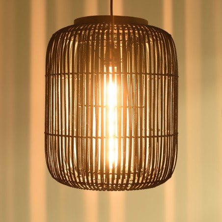 Suspension en rotin noir SIXTINE 35x35cm